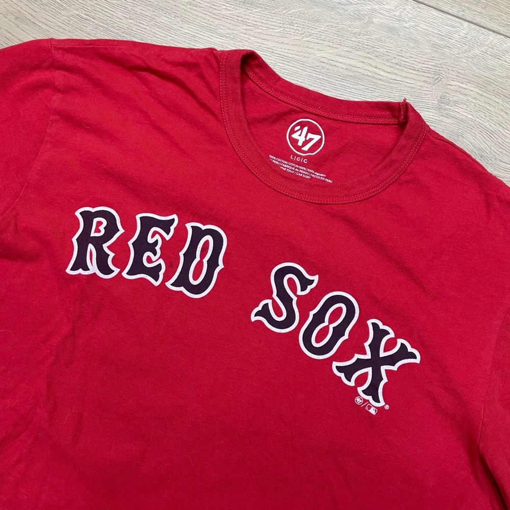 '47 Boston Red Sox T-Shirt Men Large Red MLB Graphic Short Sleeve Tee FAIR